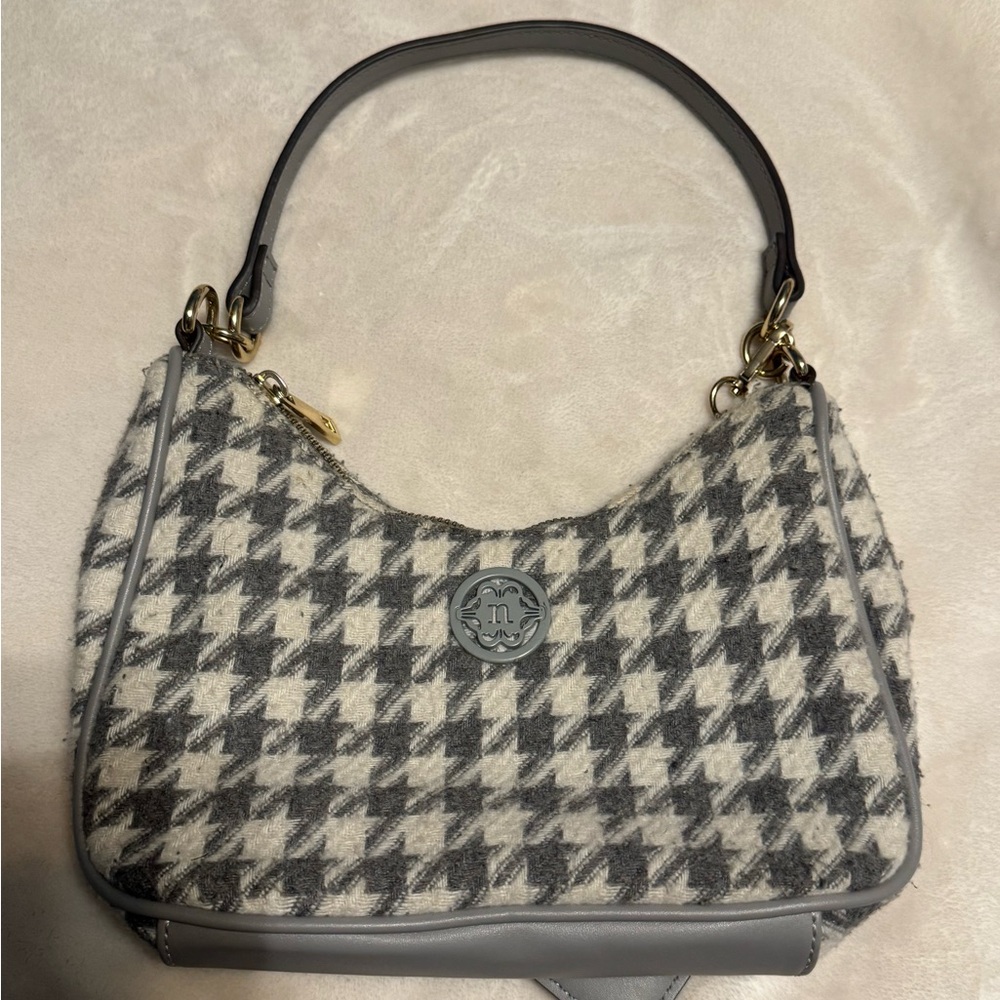 Nanette Lepore Black and White Houndstooth Shoulder Bag